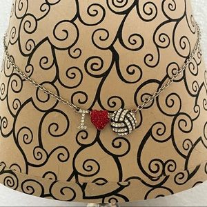 I love/heart volleyball charm silver necklace